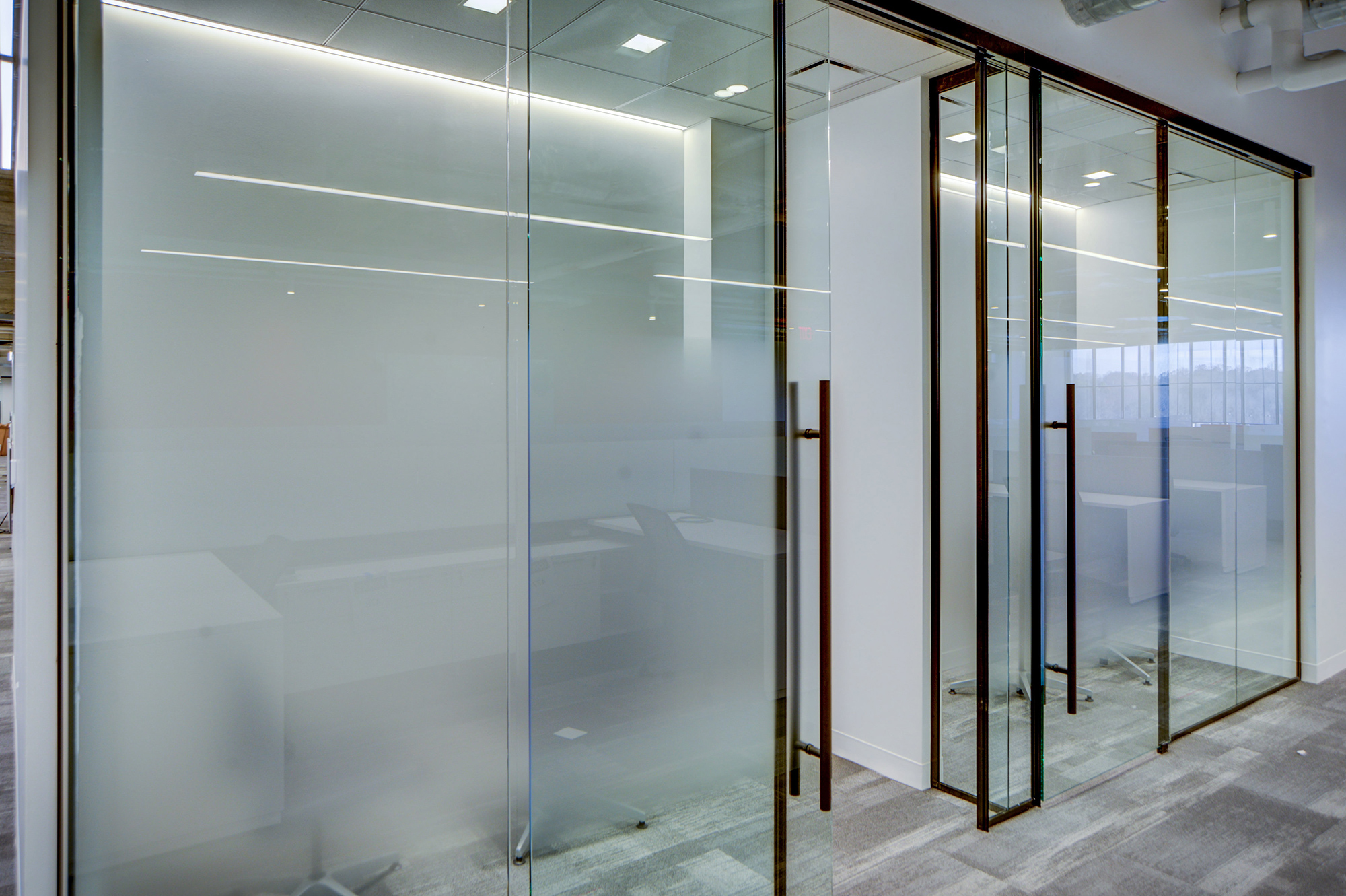 Frosted Glass Office with sliding doors